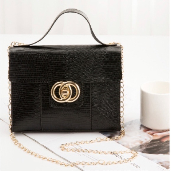Designer Black Circle Monogram Mini Handbag - Picture 1 of 11
